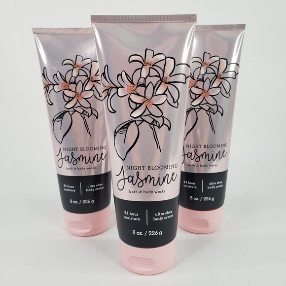 Bath & Body Works Other - 3 Bath & Body Works Night Blooming Jasmine Body Cream 8 oz 24 Hour Moisture Shea